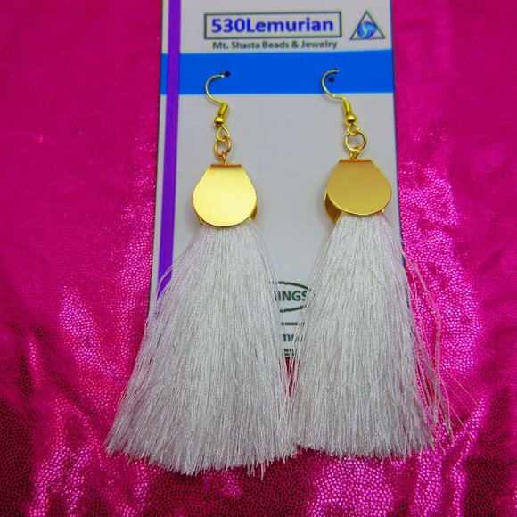White Tassel Earrings - Picture 3 of 3
